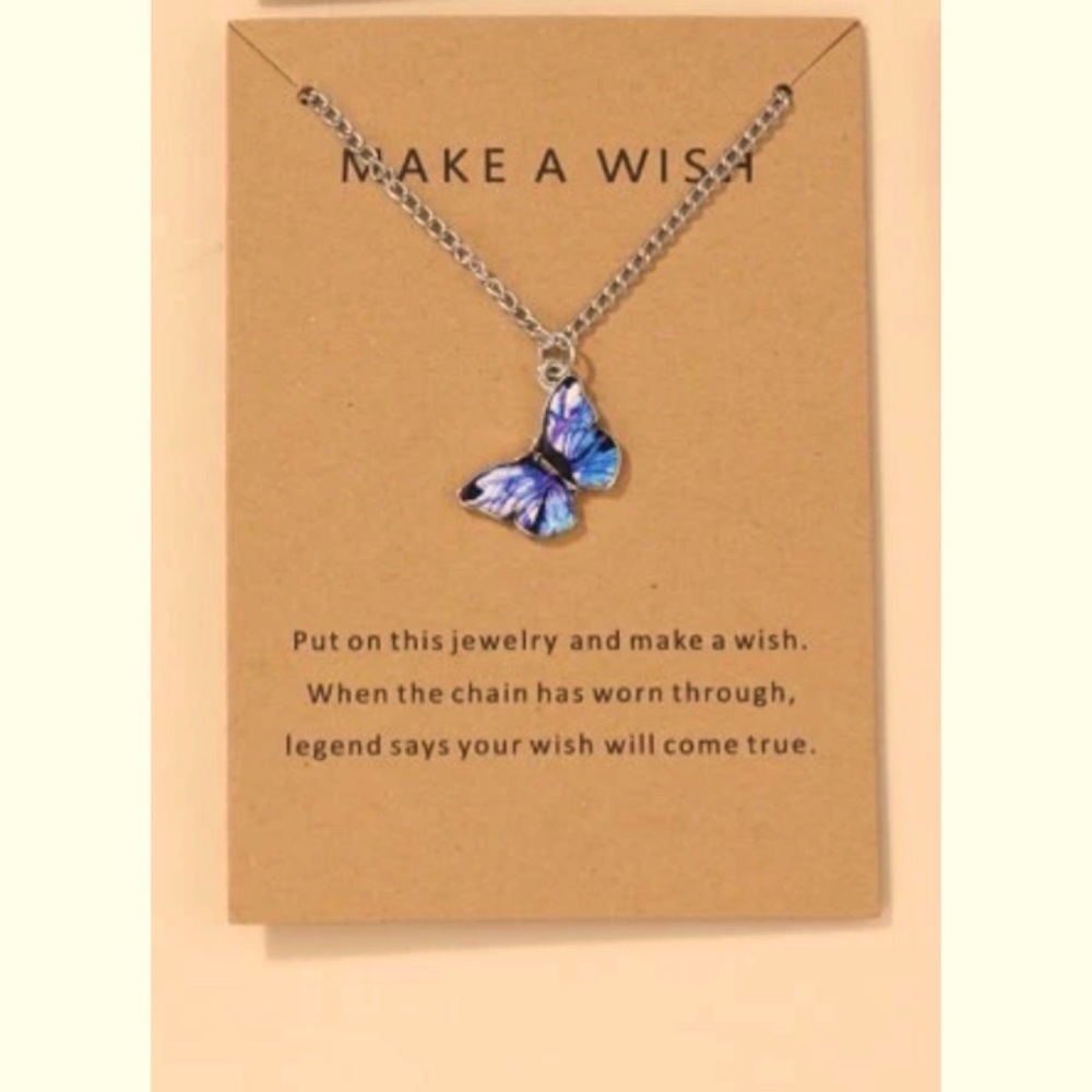 Blue and Purple Butterfly Necklace